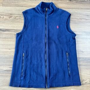 Polo Ralph Lauren Knit Zip Vest Men Small 100% Cotton Navy Blue Golf Pony Preppy
